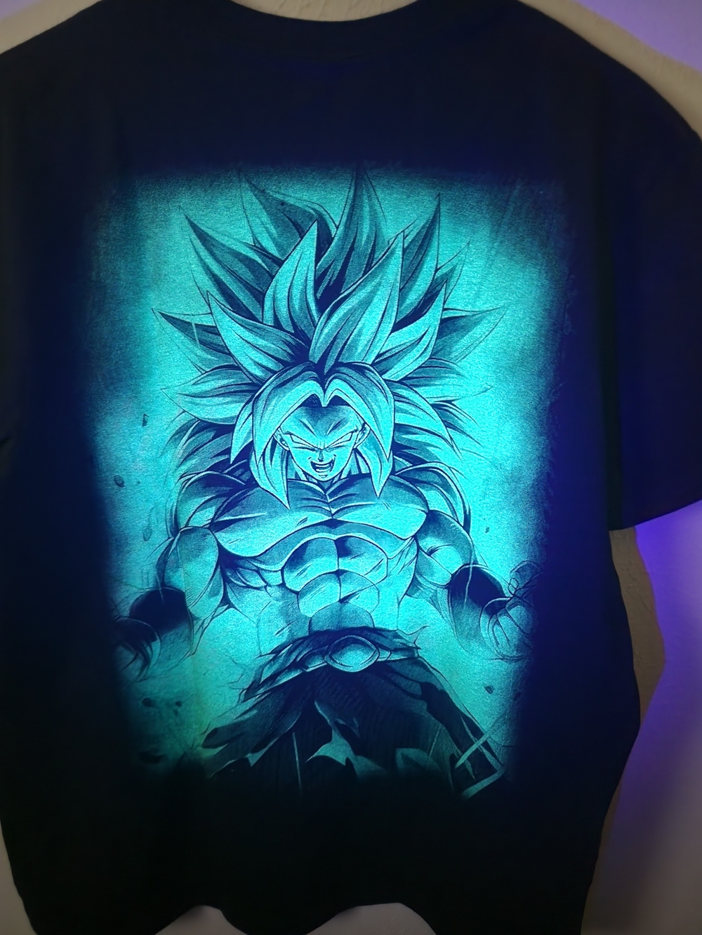 Dragon Ball Z Broly Inspired Men's Black UV Graphic T-Shirt Green Anime Warrior - Picture 5 of 8
